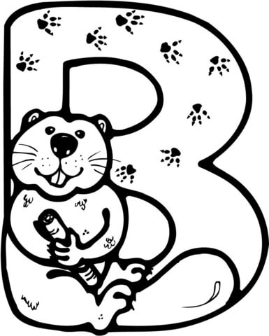 Letter B Is For Beaver Coloring Page